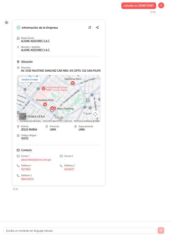 Consulta RUC con Comandos Rápidos