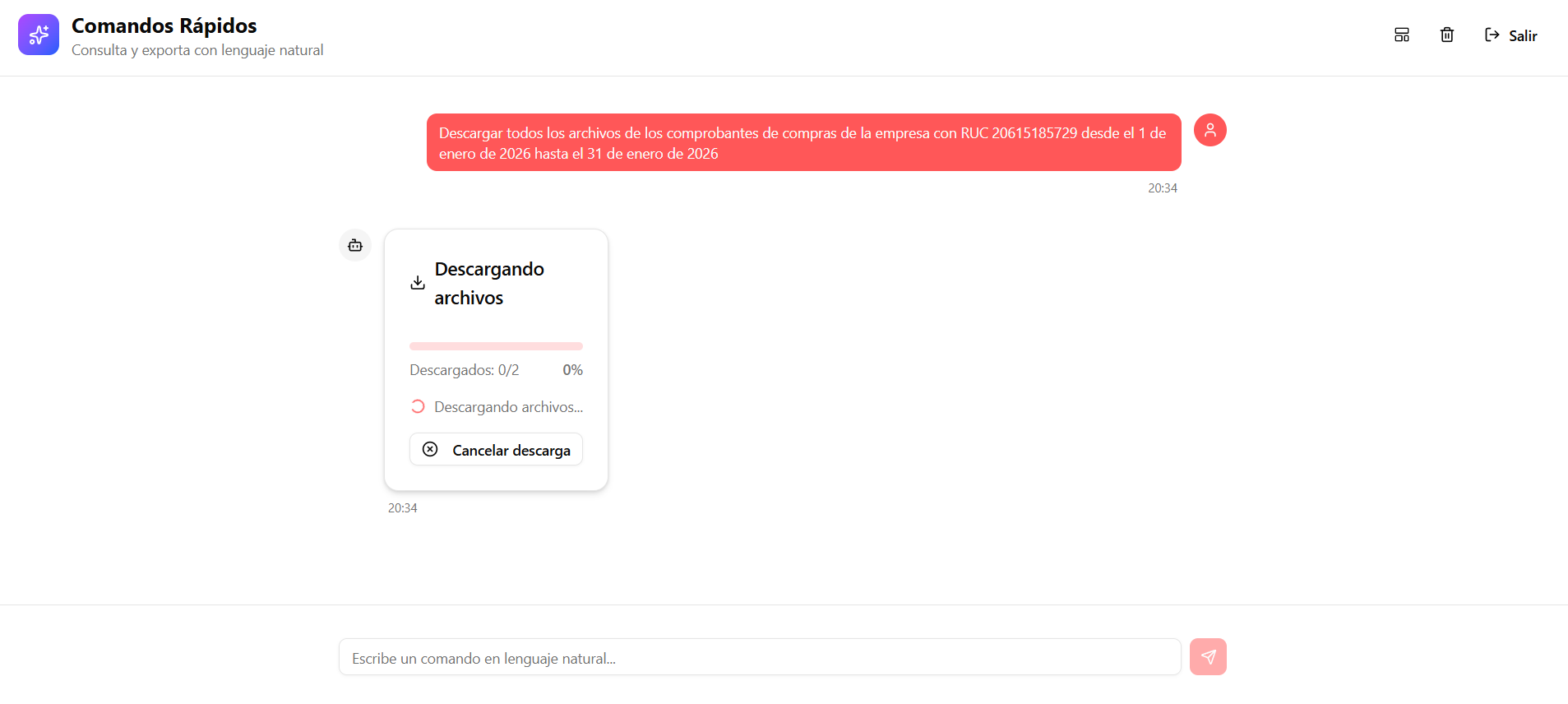 Comandos Rápidos - Sistema de consulta con lenguaje natural
